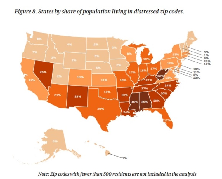 Map of distressed communities in United States