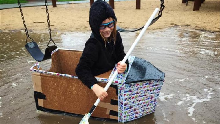 Play hard! Get messy! Author and blogger Mike Adamick's daughter explores the world in a boat of her own creation.