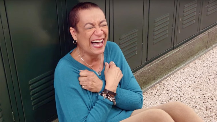 Image: Gabrielyn Watson in tears of joy at her students' surprise