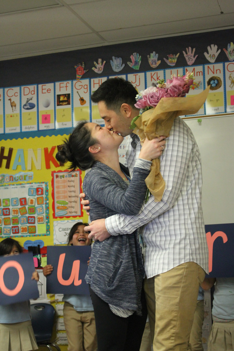Jennifer Lai's first-graders helped with her surprise proposal