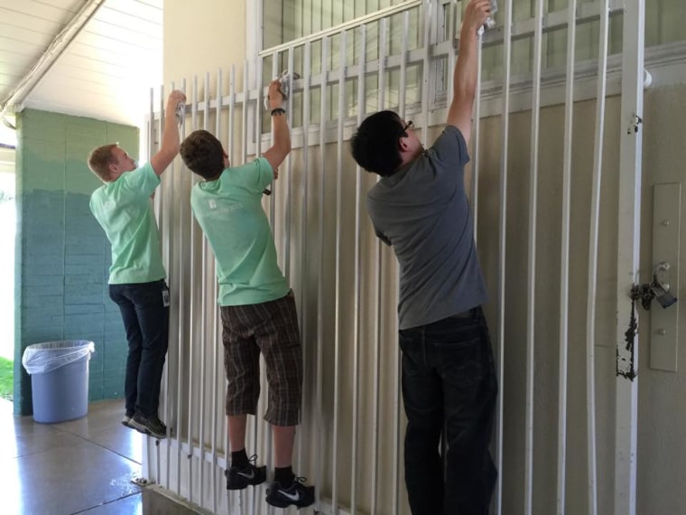 Facebook interns working on a community service project