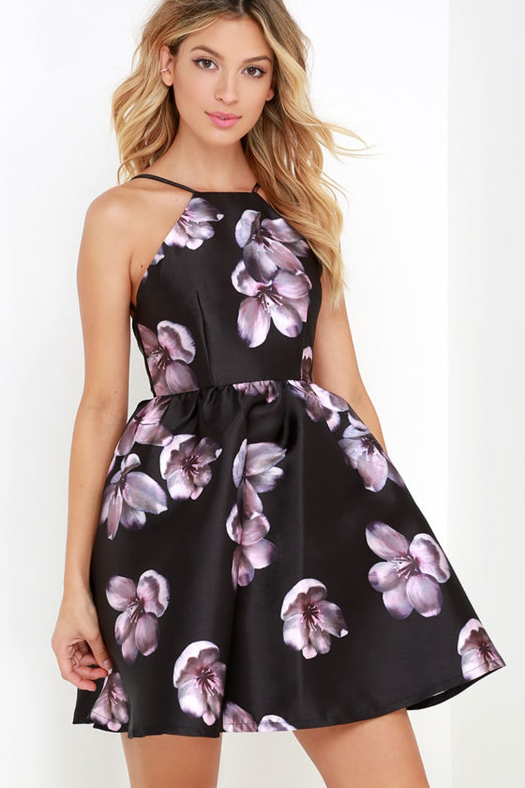 Lulu's black floral dress
