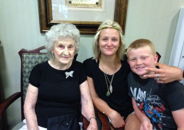 Eula with her great-grandchildren, Alexus and Jordan Barnes.