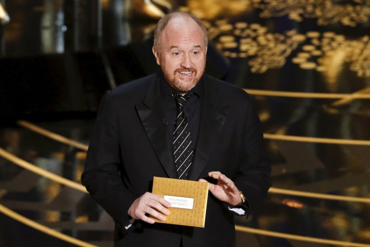 Image: Presenter Louis C.K. introduces the nominees for Best Documentary Short Film at the 88th Academy Awards in Hollywood