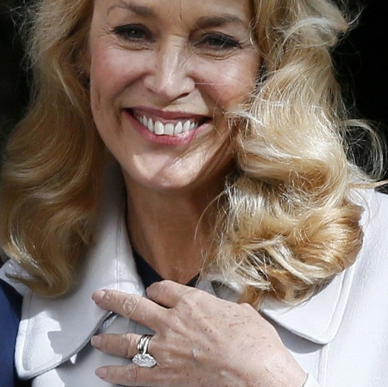 Jerry Hall shows off her wedding ring after marrying Rupert Murdoch