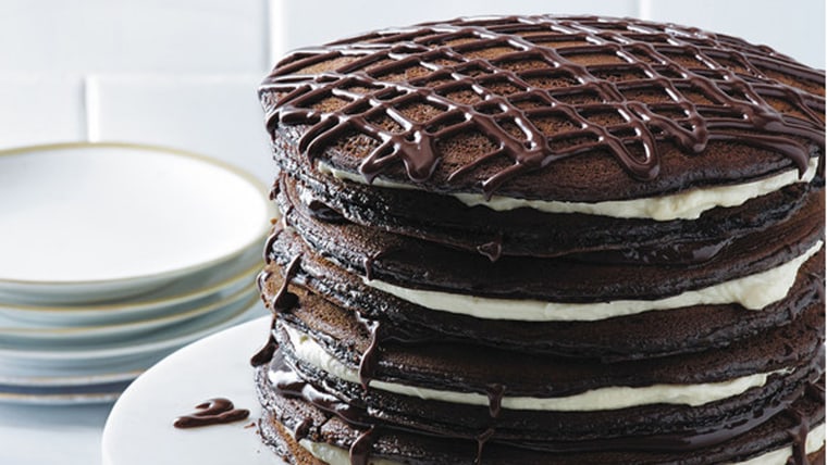 Black and white pancake cake