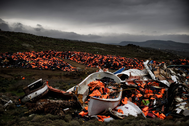 Image: Lifejackets dumped in Mithimna, Greece