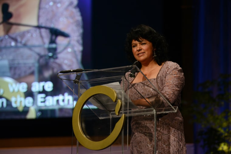 Berta Cáceres, 2015 Goldman Environmental Prize winner for South &amp; Central America, giving her acceptance speech.