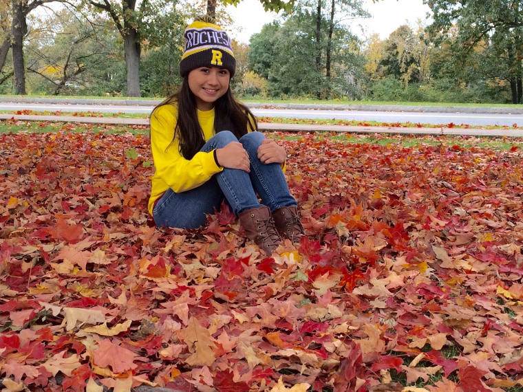 Gina Bolanos of Dallas, Texas, is a sophomore at University of Rochester. Her parents are immigrants who never finished elementary school.