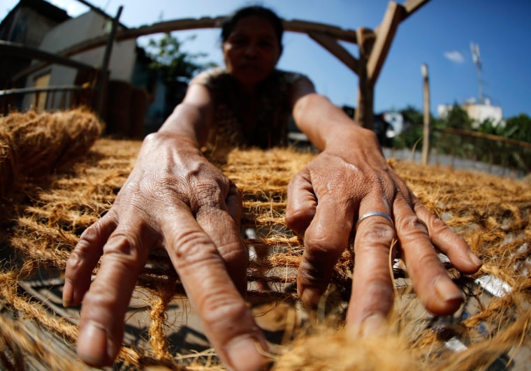 Image: Nets made of coco coir are used to rip rap landslide prone communities as soil erosion control.