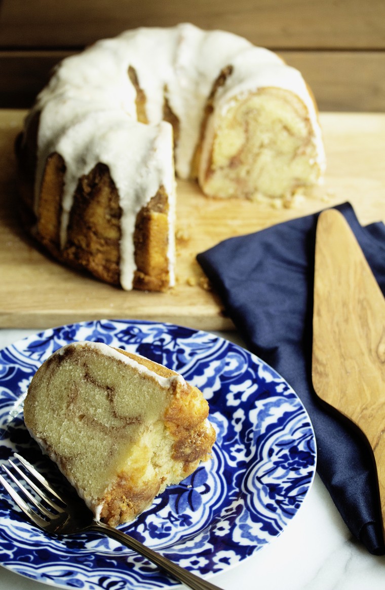 Cinnamon roll pound cake recipe from Grandbaby Cakes by Jocelyn Delk Adams