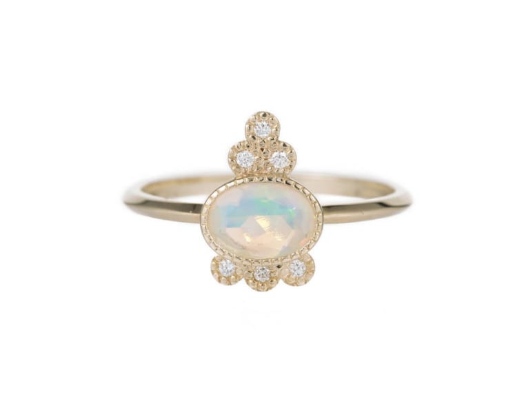 Jennie Kwon Opal Crown 6 Diamond Ring
