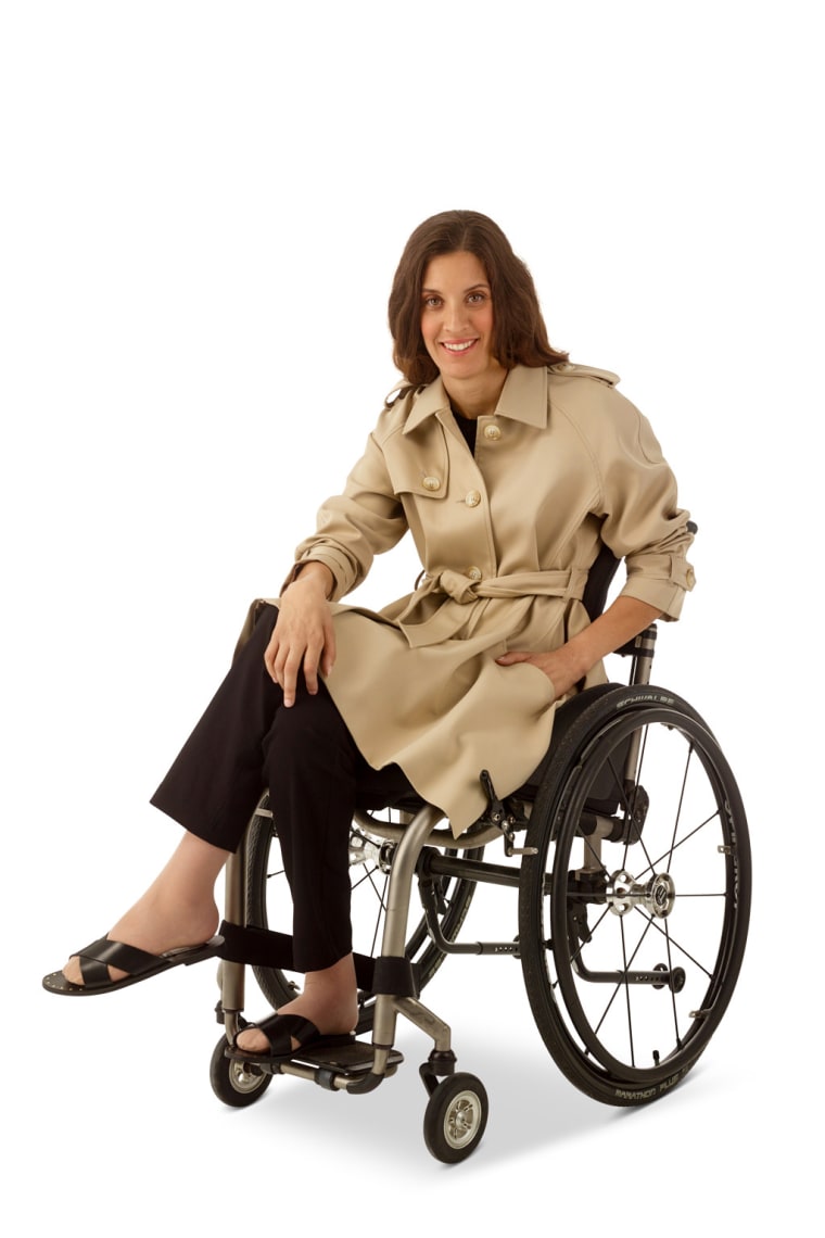 Wheelchair users model the company's fashions.