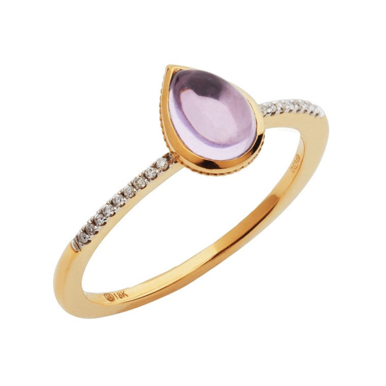 Links of London Luna Gems 18ct Yellow Gold Amethyst Diamond Ring