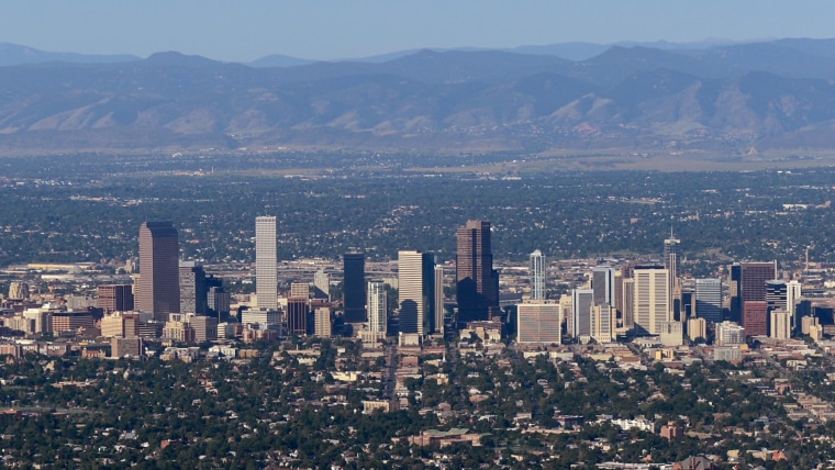 The downtown Denver skyline 