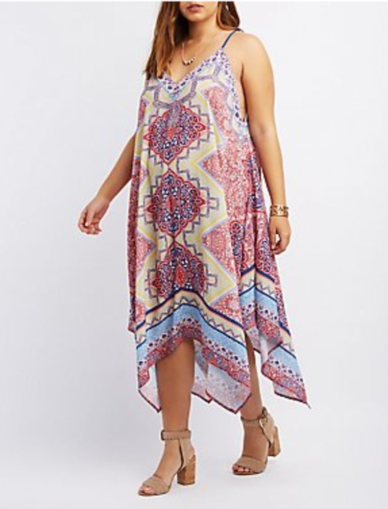 Charlotte Russe Plus Size Printed Handkerchief Dress