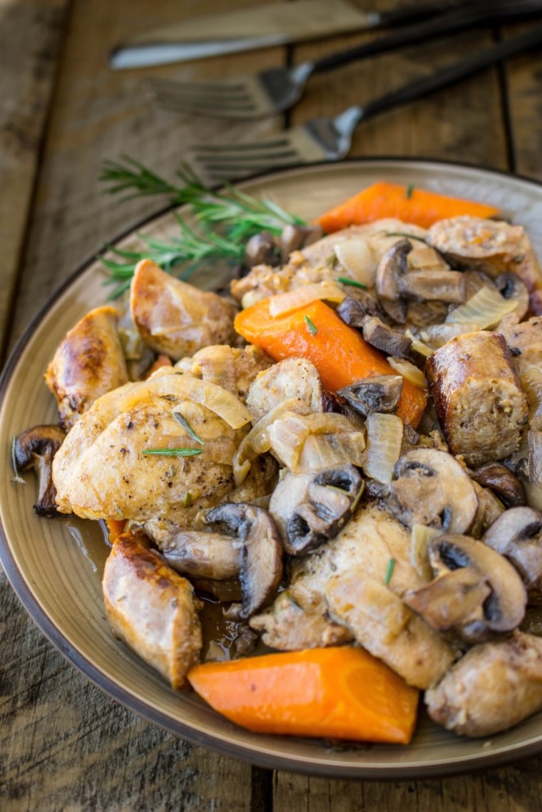Slow-Cooker Rosemary Chicken with Sausage and Mushrooms