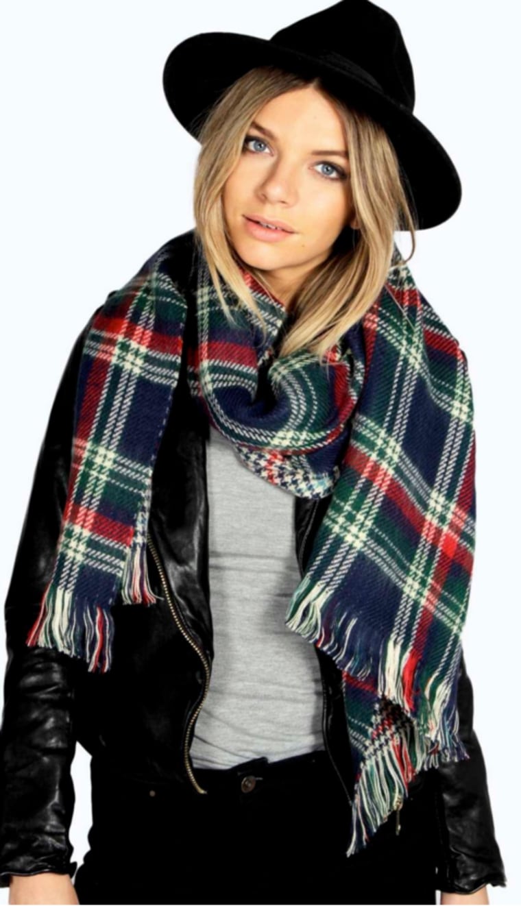 Boohoo Daisy Oversize Check Tartan ScarfNb