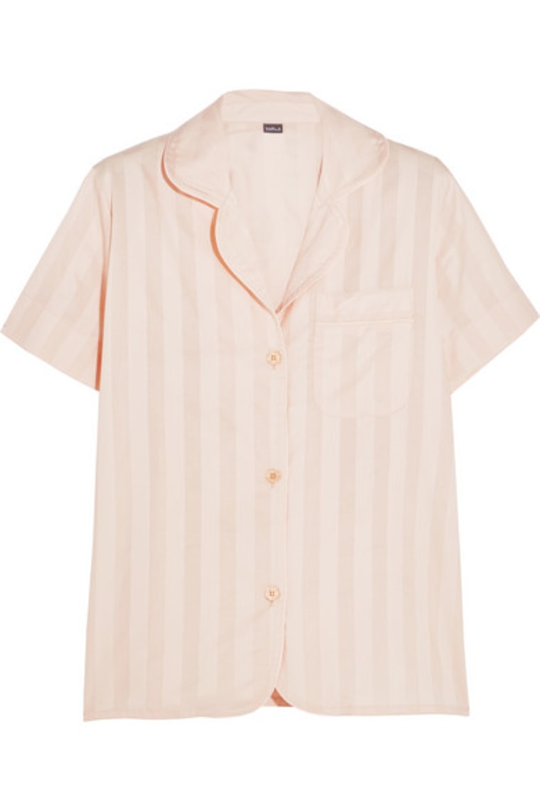 BODAS Shadow Stripe Cotton-Gauze Pajama Top