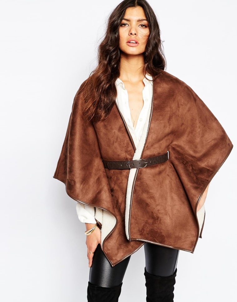 ASOS River Island Belted Faux Shearling Cape