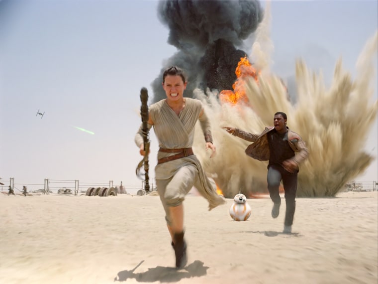 Daisy Ridley stars as Rey and John Boyega stars as Finn in Walt Disney Pictures' Star Wars: The Force Awakens (2015)