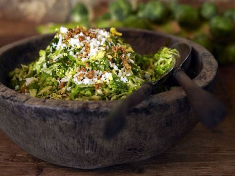 Shaved Brussels Sprouts Salad with Marcona Almonds and Pecorino