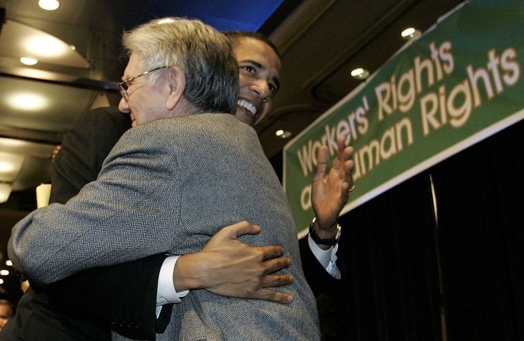 Image: Barack Obama hugs Dr. Quentin Young