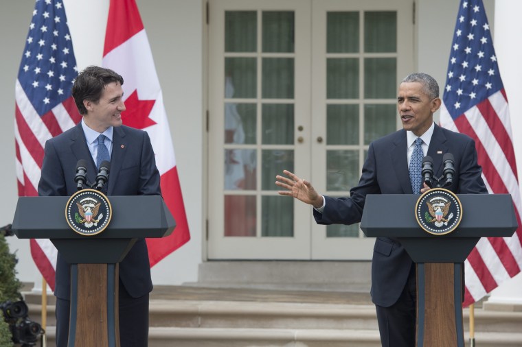 Image: US President Barack Obama and Prime Minister of Canada Justin Trudeau joint press conference