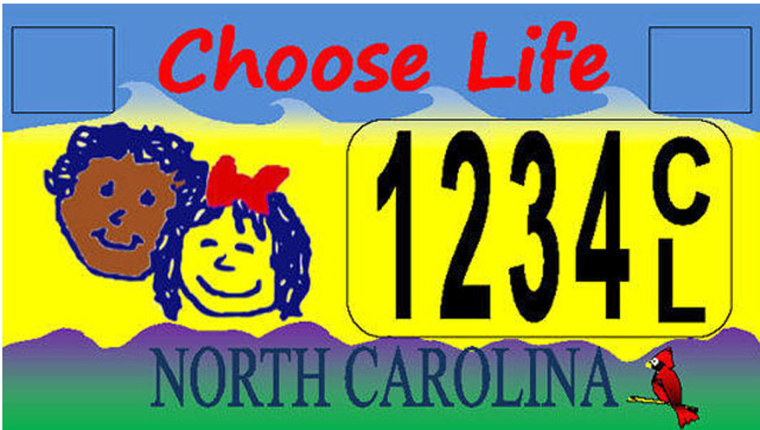 Image: North Carolina Choose Life plate