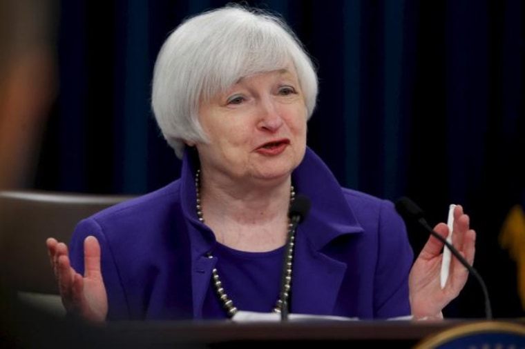 File picture shows U.S. Federal Reserve Chairman Yellen holding a news conference to announce raised interest rates in Washington