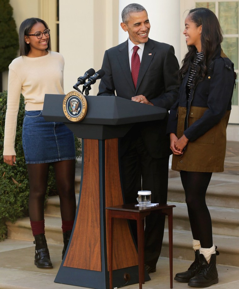 President Obama with daughters Malia and Sasha from November 2015