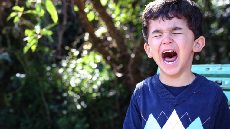 Boy crying while standing up in park; Shutterstock ID 281011211; PO: today.com - mish