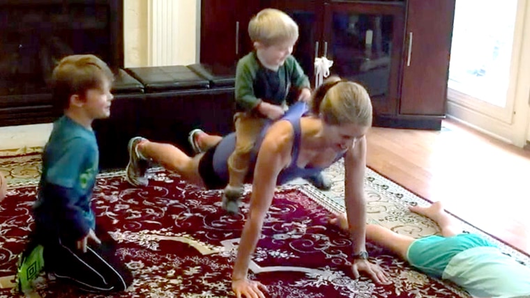 TODAY Parenting Team member Amy Rowland gets in a workout with her kids.