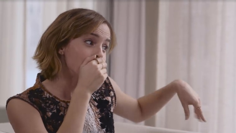 Emma Watson beatboxing with Lin-Manuel Miranda