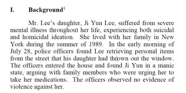 An excerpt of court documents detailing the events leading to Ji Yun Lee's death.