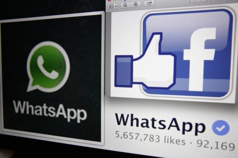 Illustration photo shows "likes" on WhatsApp's Facebook page displayed on a laptop screen in Paris