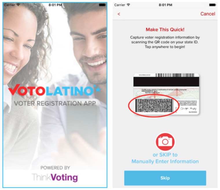 Screenshots of the VoterPal app