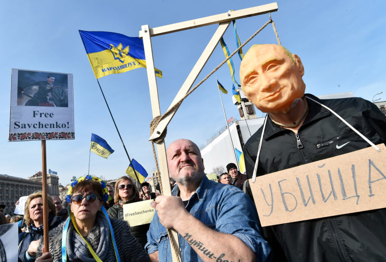 Image: Anti-Putin protester in Kiev on March 6
