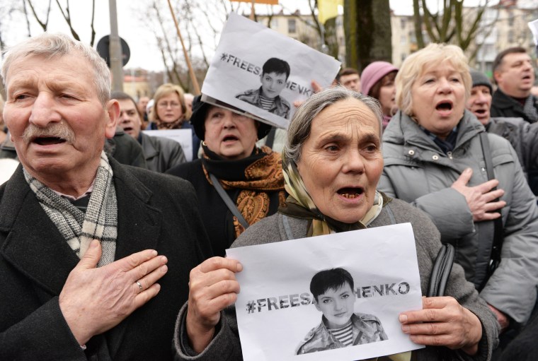 Image: A rally supporting Nadiya Savchenko in Lviv, Ukraine, on March 9