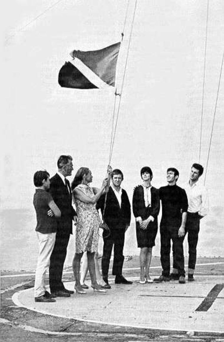 Image: Raising Sealand's flag