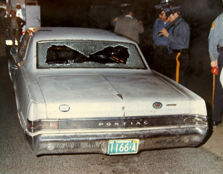 The car in which Chesimard and two other suspects were traveling when stopped by New Jersey state troopers.