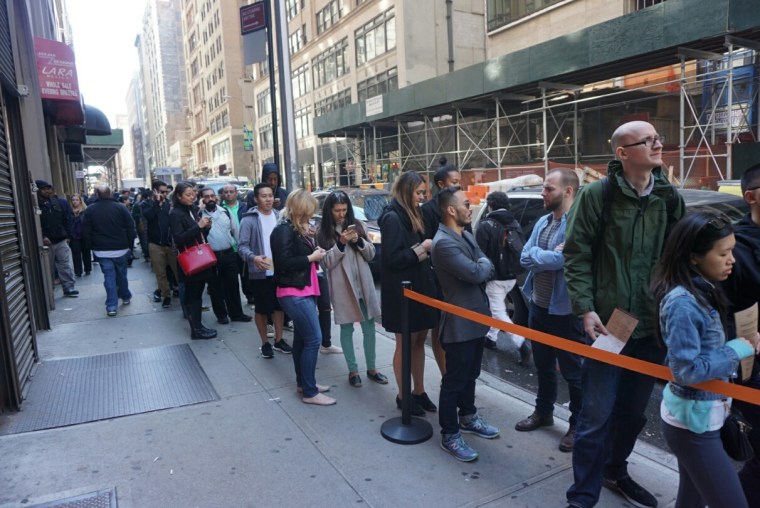 An hour-and-a-half line at Pokéworks in New York City on a recent Thursday.