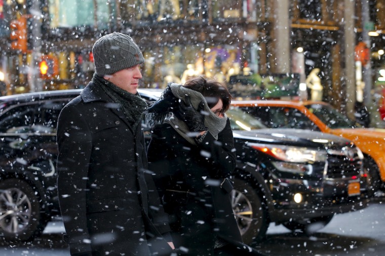 Image: Snow in New York's Times Square