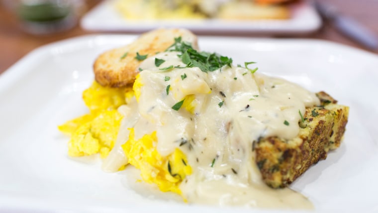 Ryan Scott's recipe for chicken-and-sage hash with homemade biscuits and Tabasco gravy