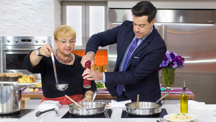 Lidia Bastianich prepares for Easter by cooking up a plate of Spaghetti Carbonara