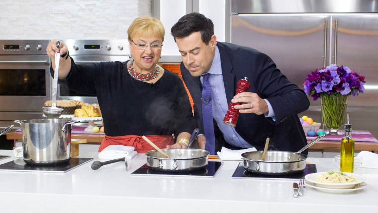 Lidia Bastianich prepares for Easter by cooking up a plate of Spaghetti Carbonara