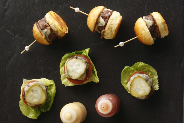 Mini Burgers with Aged Cheddar on Brioche Buns