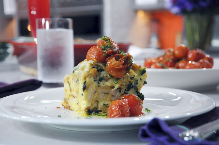 Chef Bobby Flay's brunch recipe: Caramelized onion, gruyere and spinach strata