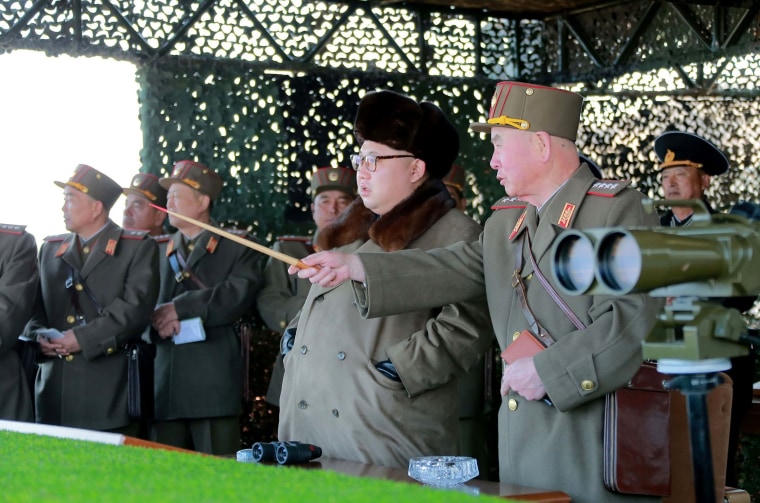 Image: NNorth Korean leader Kim Jong-Un inspects military exercises in this undated handout photo.