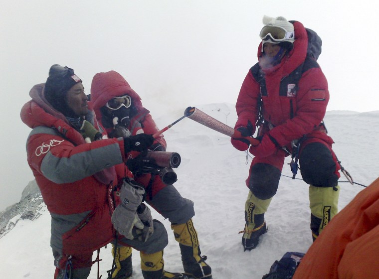 Image: Olympic torch on Mount Everest on May 8, 2008